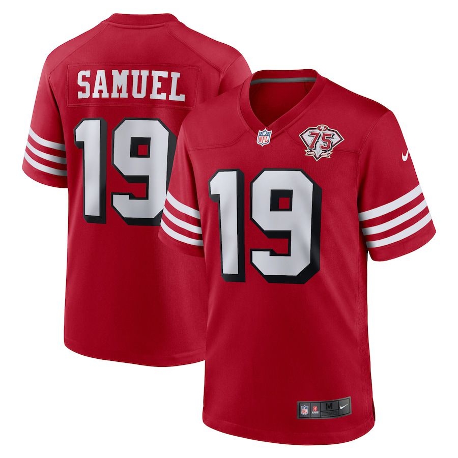 Cheap Men San Francisco 49ers 19 Deebo Samuel Nike Scarlet 75th Anniversary Alternate Game Player NFL Jersey